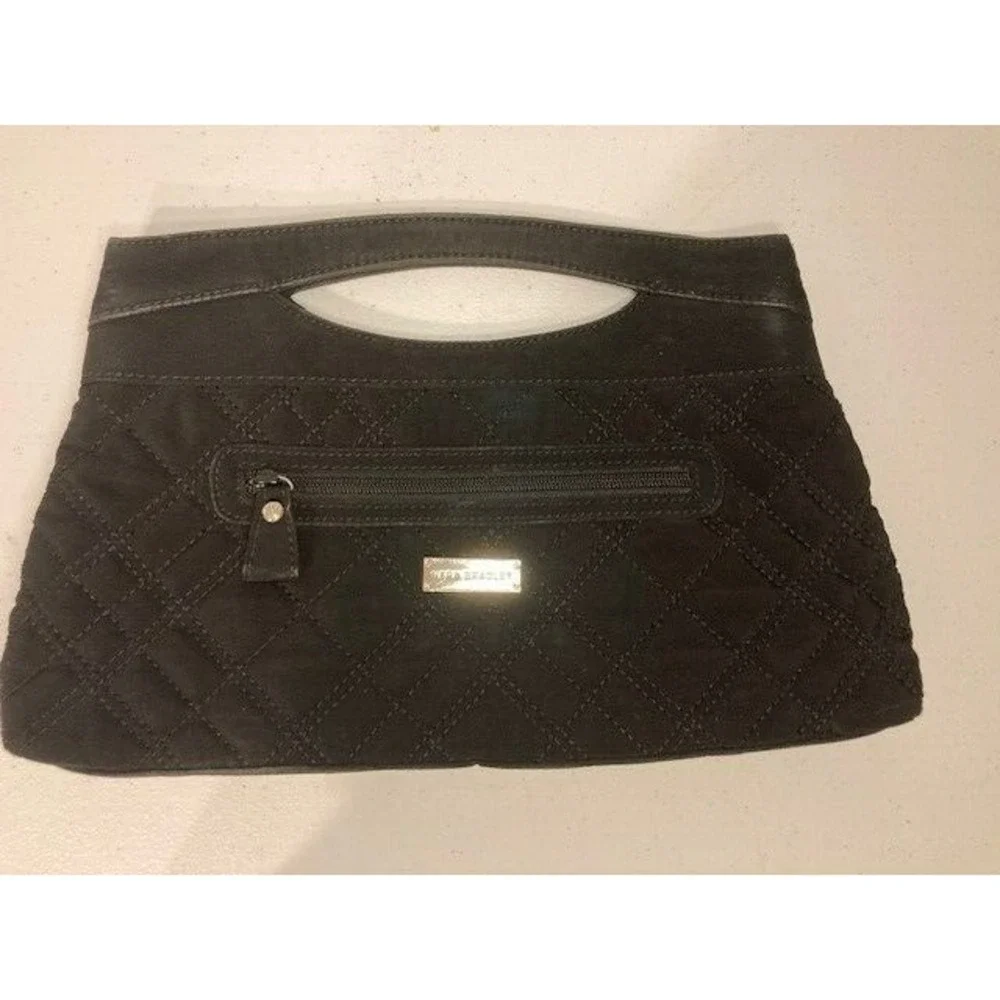Vera Bradley Quilted Hand Held Purse Clutch Coffee Black with Zebra Print Lining